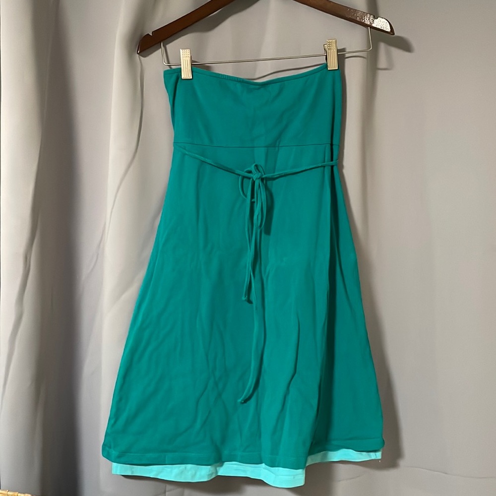 Super cute green and blue Victoria’s Secret bra top mini dress with tie